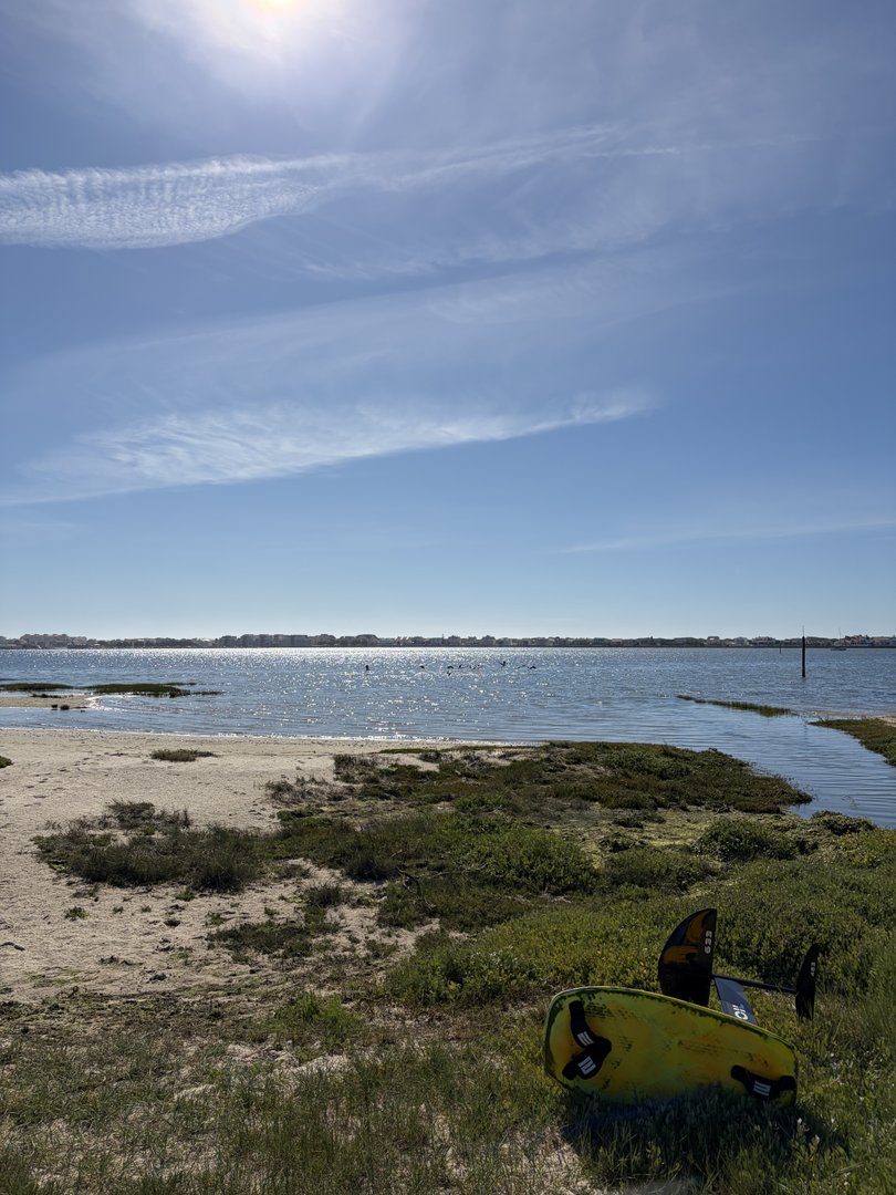 Sand and mud flat leading into open water at Estacas